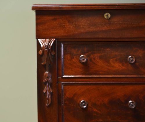 fig 3. Unusual William IV Tall Beautifully Figured Antique Wellington Chest