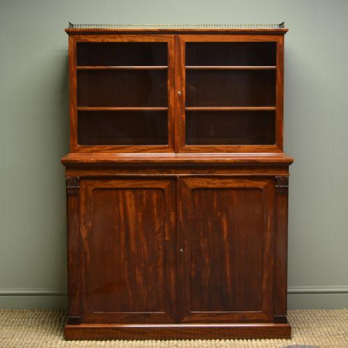Spectacular William IV Figured Mahogany Bookcase / Display Cabinet