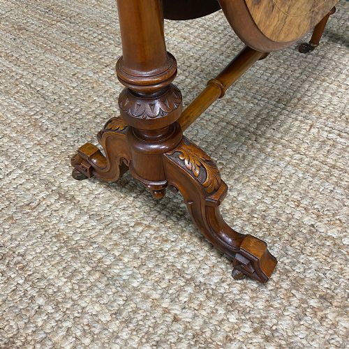 fig 3. Striking Quality Figured Walnut Large Antique Victorian Sutherland Table