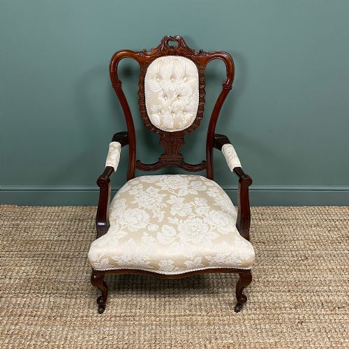 Elegant Victorian Upholstered Antique Arm Chair