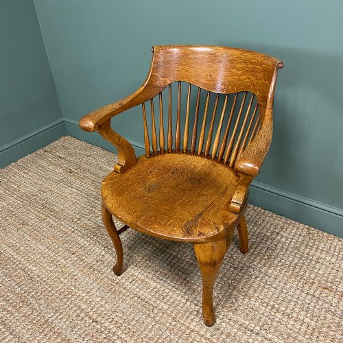 Large Victorian Golden Oak Antique Desk Chair