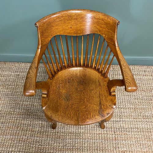 fig 2. Large Victorian Golden Oak Antique Desk Chair