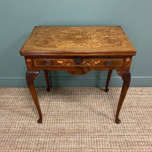 Rare 18th Century Dutch Marquetry Inlaid Antique Games Table.