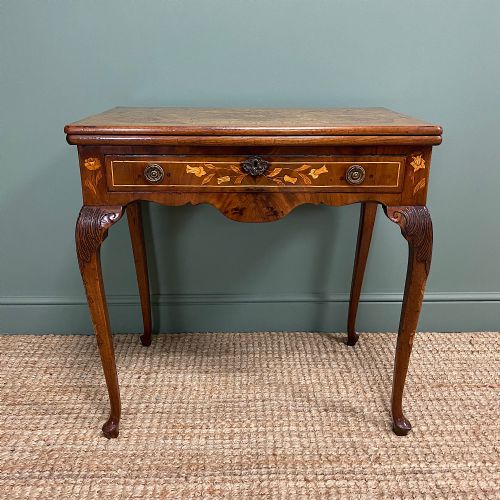 fig 1. Rare 18th Century Dutch Marquetry inlaid Antique Games Table.
