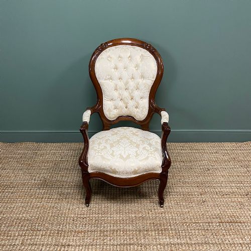 Stunning Mahogany Upholstered Antique Armchair