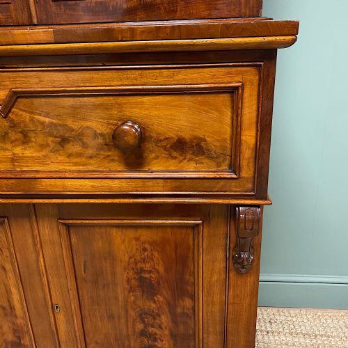fig 2. Superb Quality Victorian Mahogany Antique Glazed Secretaire Bookcase On Cupboard