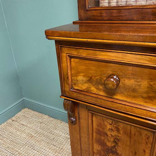 fig 3. Superb Quality Victorian Mahogany Antique Glazed Secretaire Bookcase On Cupboard