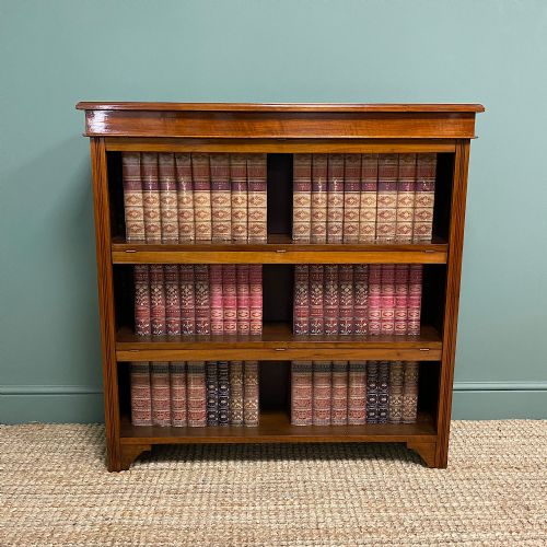 Large Victorian Walnut Antique Open Bookcase