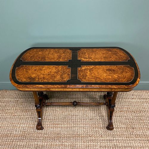 fig 3. Striking Victorian Golden Burr Walnut & Ebonized Antique Centre Table