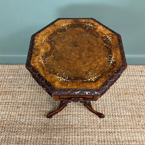 fig 2. Fine Quality Victorian Figured Walnut Antique Work Box
