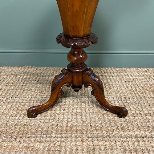 fig 3. Fine Quality Victorian Figured Walnut Antique Work Box
