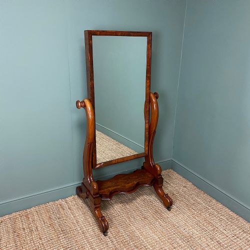 Fine Quality Figured Mahogany Victorian Antique Cheval Mirror