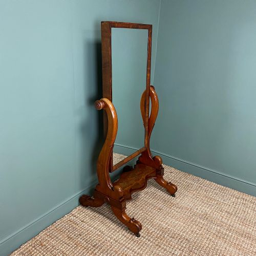 fig 1. Fine Quality Figured Mahogany Victorian Antique Cheval Mirror