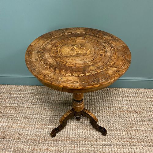 Spectacular Victorian Inlaid Antique Walnut Sorrento Table