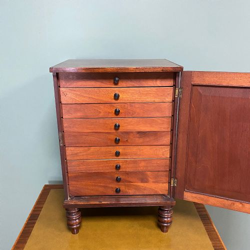 fig 2. Spectacular Small Regency Antique Mahogany Collectors Cabinet