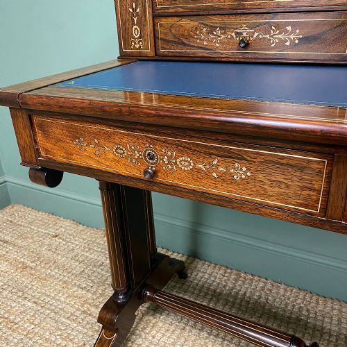 fig 2. Spectacular Quality Rosewood & Brass Inlaid Antique Writing Table