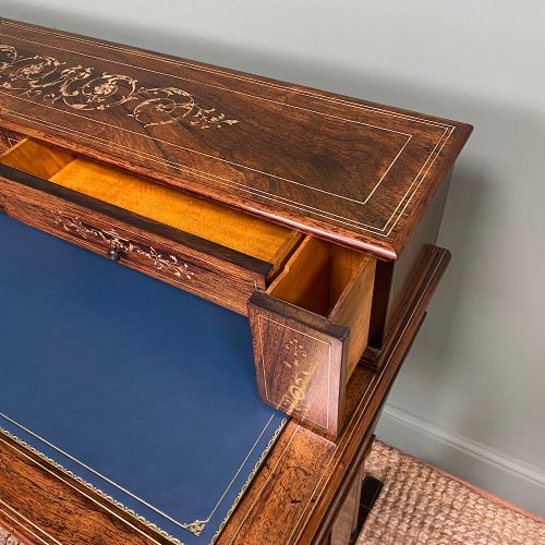 fig 3. Spectacular Quality Rosewood & Brass Inlaid Antique Writing Table