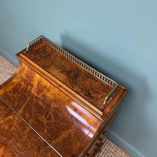 fig 1. Sensational Victorian Burr Walnut Piano Top Antique Davenport Desk