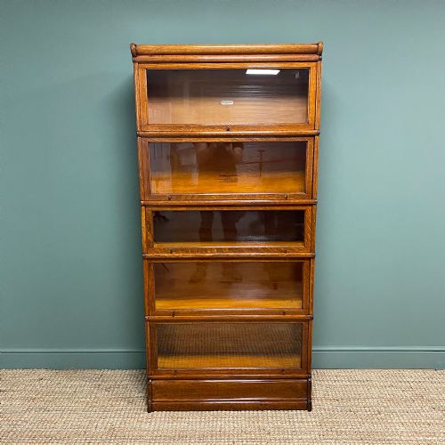 Tall Golden Oak Globe Wernicke Stacking Barristers Bookcase