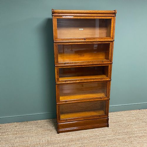 fig 1. Tall Golden Oak Globe Wernicke Stacking Barristers Bookcase