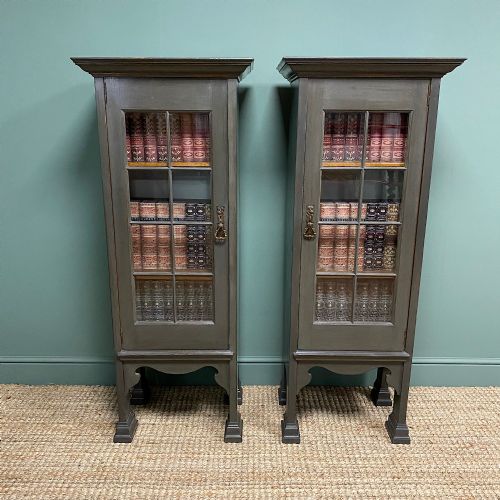 Stunning Pair of Liberty Design Painted Antique Bookcase Cabinets
