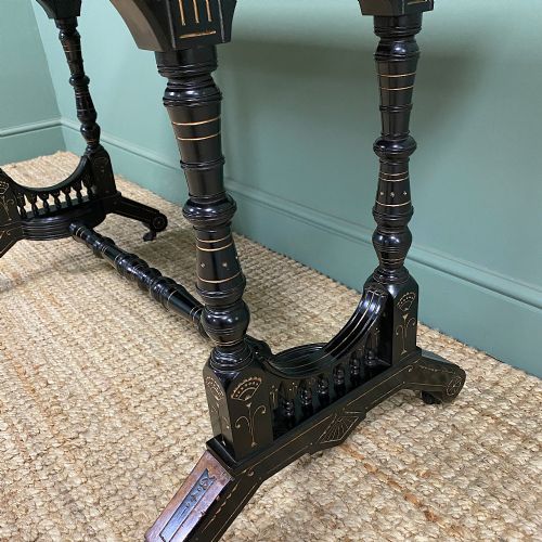 fig 1. Spectacular Victorian Arts & Crafts Walnut Antique Centre Writing Table