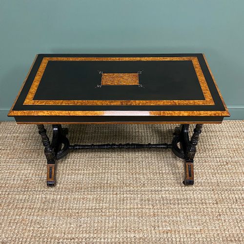 fig 2. Spectacular Victorian Arts & Crafts Walnut Antique Centre Writing Table