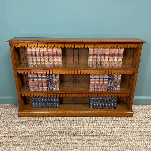 Unusual Large Satinwood Victorian Antique Open Bookcase