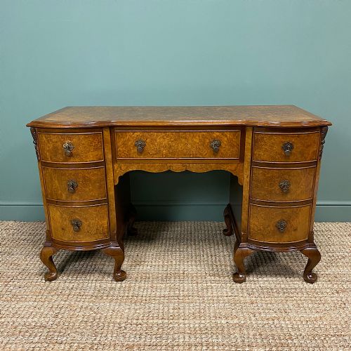 Stylish Art Deco Walnut Antique Pedestal Desk by Maple

