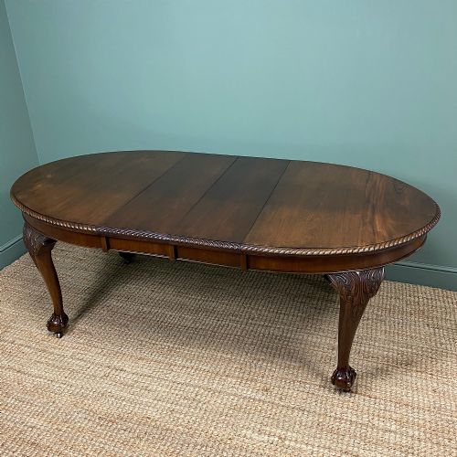 fig 1. Edwardian Walnut Wind Out Extending Antique Dining Table