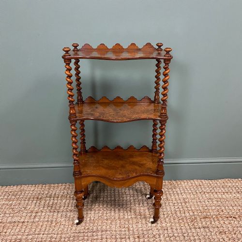 Fine Quality Small Victorian Figured Walnut Antique What Not
