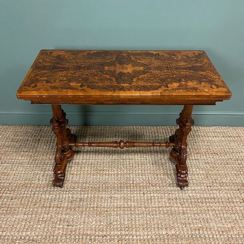 Spectacular Quality Figured Walnut Antique Card Table / Games Table
