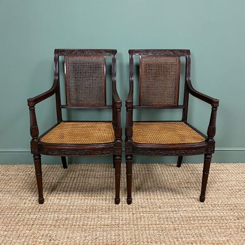 Rare Pair of Gillows Antique Bergere Chairs
