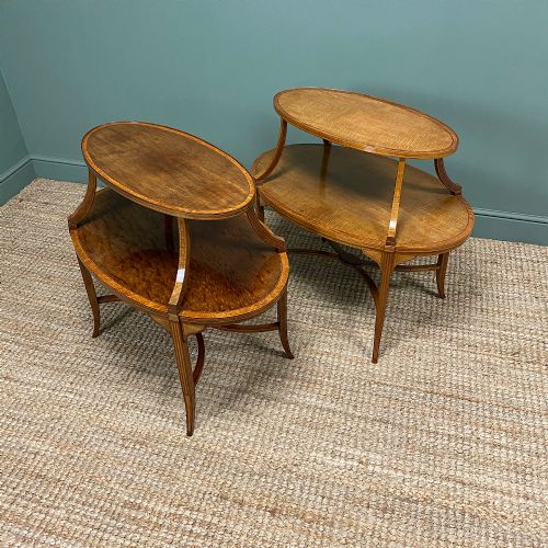 Unusual Pair of Victorian Two Tier Antique Lamp Tables
