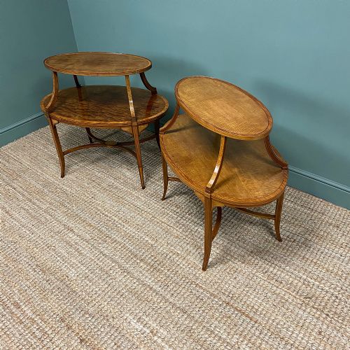fig 2. Unusual Pair of Victorian Two Tier Antique Lamp Tables