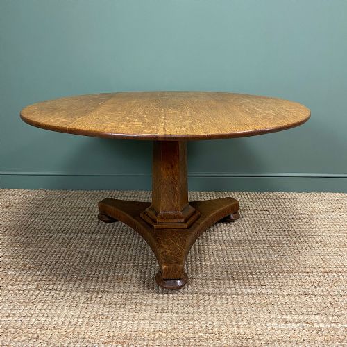 William IV Oak Circular Antique Pedestal Dining Table

