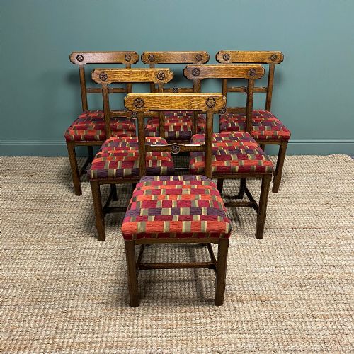 Quality Set of Six Victorian Oak Antique Dining Chairs
