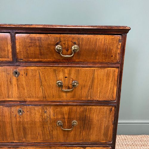 fig 2. Mid Eighteenth Century Beautifully Figured Walnut Antique Chest Of Drawers