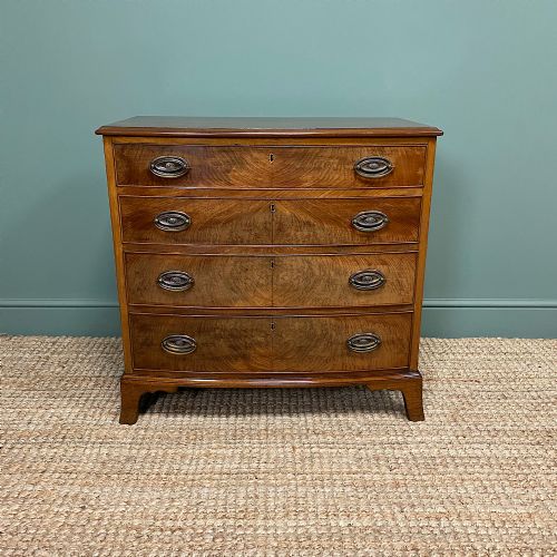 Small Quality Edwardian Mahogany Antique Bow Fronted Chest of Drawers