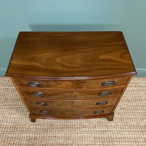 fig 1. Small Quality Edwardian Mahogany Antique Bow Fronted Chest Of Drawers