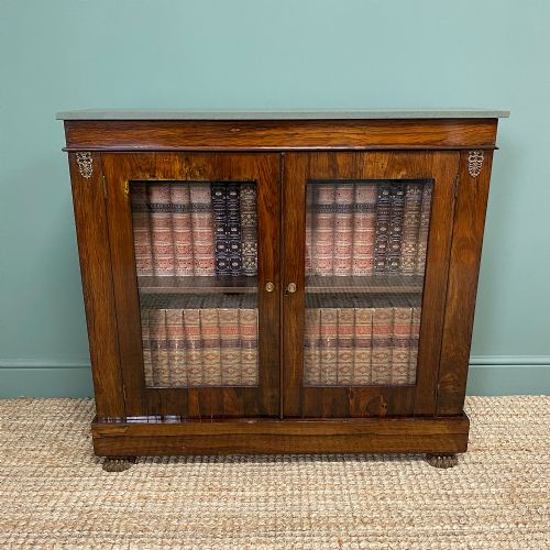 Quality Victorian Rosewood Antique Glazed Display Cabinet / Bookcase