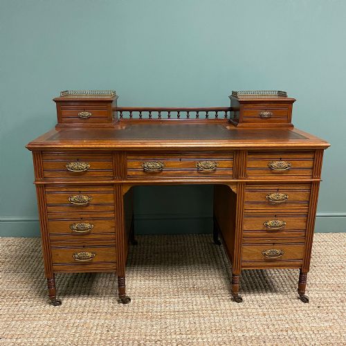 High Quality Victorian Maple & Co Antique Pedestal Desk
