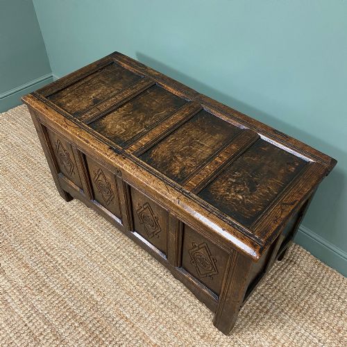 fig 2. 17th Century Period Oak Antique Carved Coffer