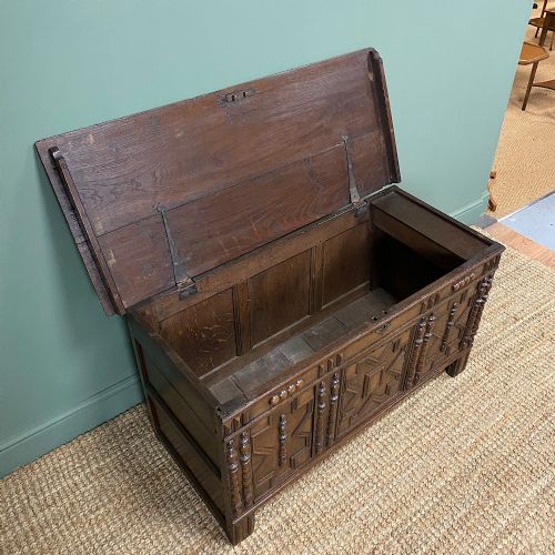 fig 3. 17th century Oak Geometric Moulded Antique Coffer