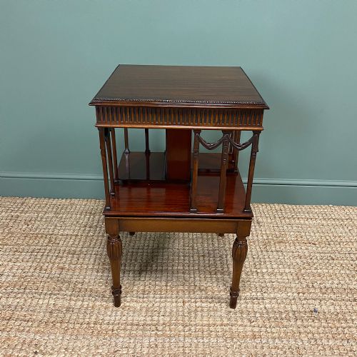 Sheraton Design Edwardian Mahogany Antique Revolving Bookcase