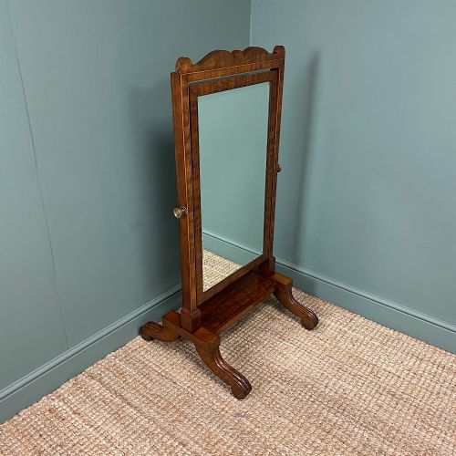 fig 1. Elegant Small Victorian Inlaid Antique Cheval Mirror