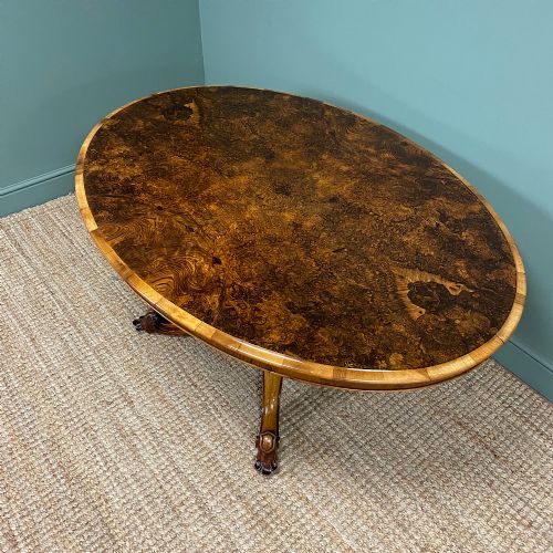 fig 2. Spectacular Figured Walnut Victorian Oval Antique Dining Table