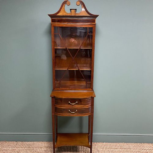 Quality Tall Slim Mahogany Victorian Antique Bookcase