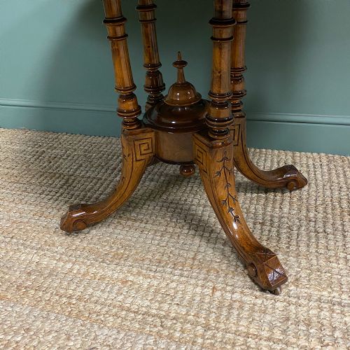 fig 2. Victorian Oval Figured Walnut Inlaid Antique Side Table