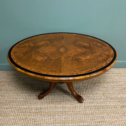 fig 3. Victorian Oval Figured Walnut Inlaid Antique Side Table